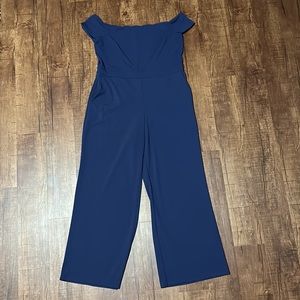 Express Navy Blue Off Shoulder Jumpsuit
